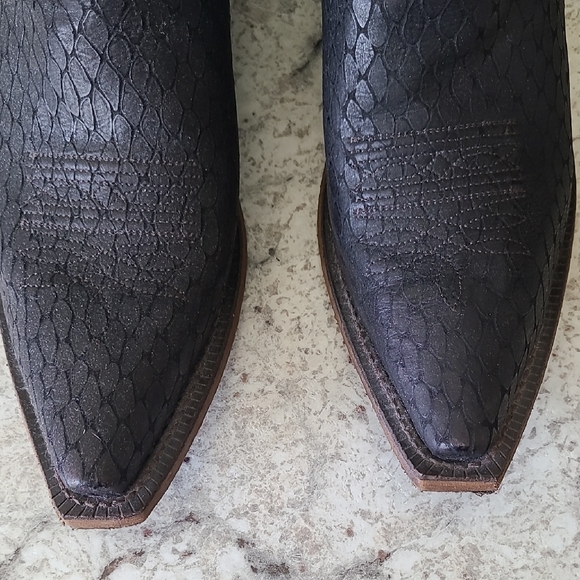 Nocona Turquoise and Black Western Heeled Boots - Picture 3 of 7